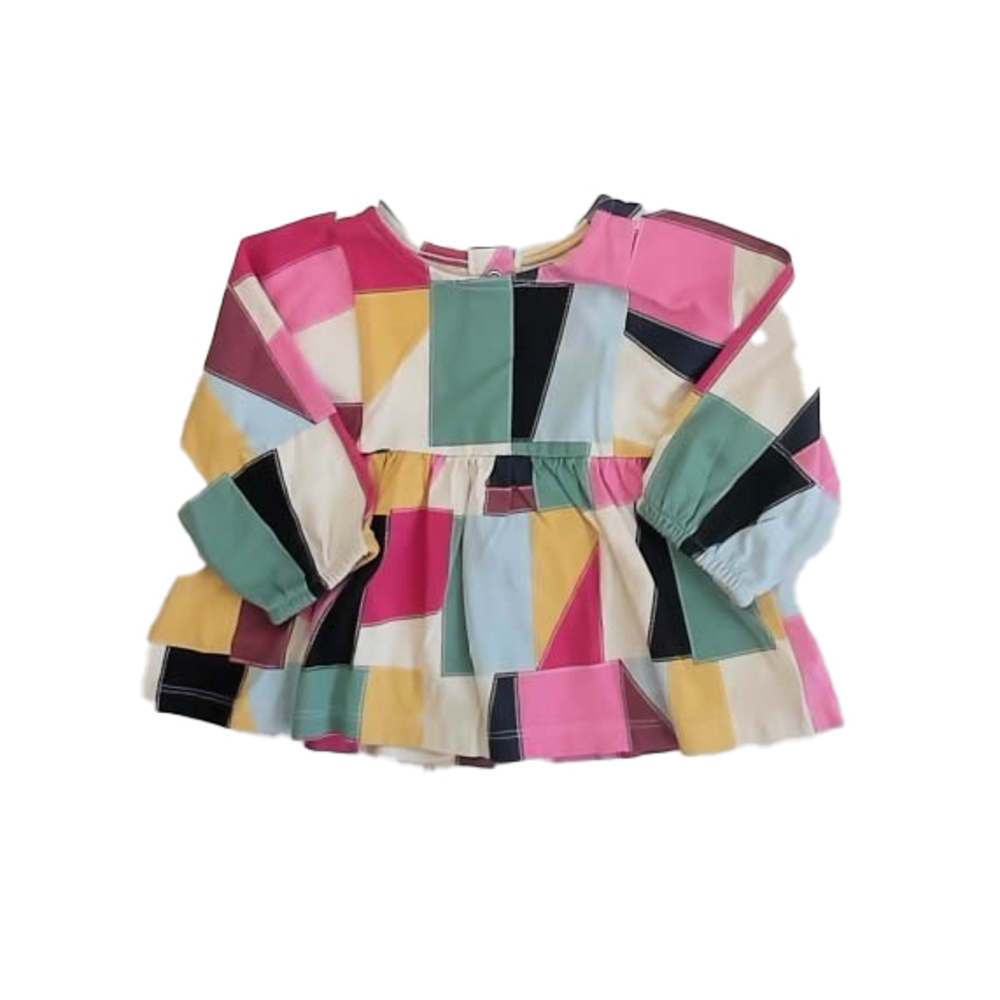 Tea Collection Girls Ivory Multi Long Sleeve Shirt size: 6-9 Months
